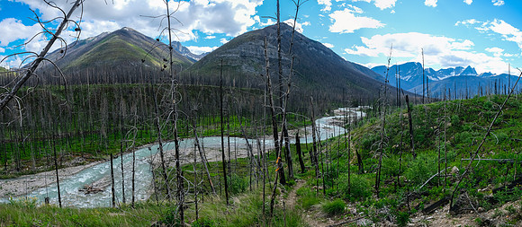 Hiking back along the Simpson River on the Simpson River Trail.