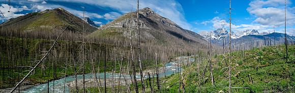 Views over the Simpson River towards Spar Mountain.