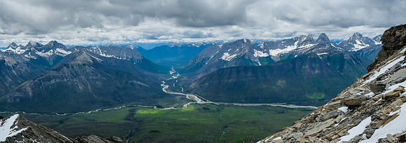 Lush fg with the Simpson and Vermillion river confluence below Split and Wardle.