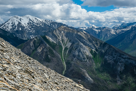 Descending back to the avalanche path.