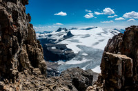 Great views from near the bottom of the "easy gully" near the summit. Steven and Ben probably ascended the terrain directly ahead of me here. We all traversed off to the right (out of sight) on desce