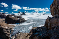 Looking over the Wapta Icefield as it plunges down to Iceberg Lake and eventually Bow Falls and Lake
