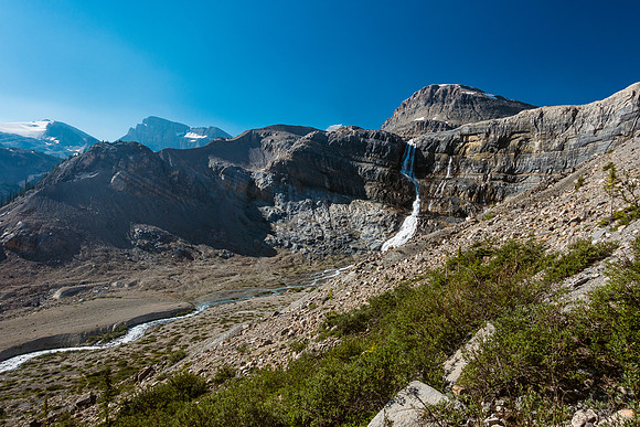 Bow Glacier Falls starts to steal the show.