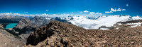 Summit view looking over many familiar Wapta peaks including Crowfoot, Vulture, Olive, St. Nich, Gordon, McArthur, Collie, Rhondda and Habel.