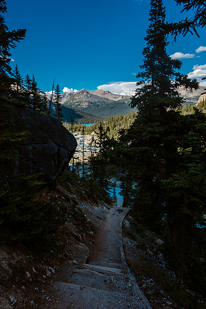 Descending the stairs.