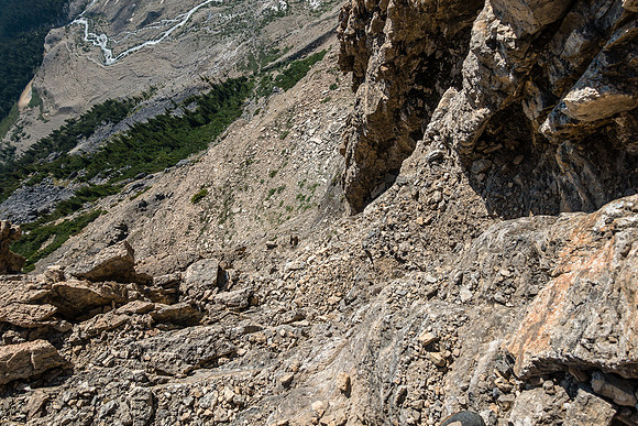 Steep, loose, exposed terrain above the small waterfall already. This is easy compared to what's coming so if you don't like it, don't go above Iceberg Lake!