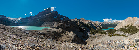 View of Portal with the cliff band you have to break through and the sharp dip in the south ridge you traverse around.