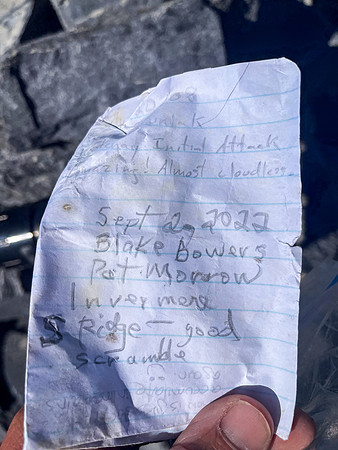 Mount Wardle summit register.