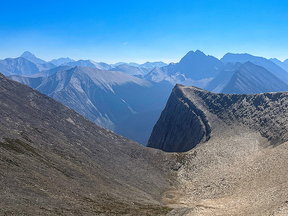 Descending the upper SW face of Mount Wardle.