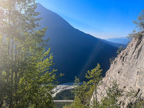 Ascending the steep SE gully.