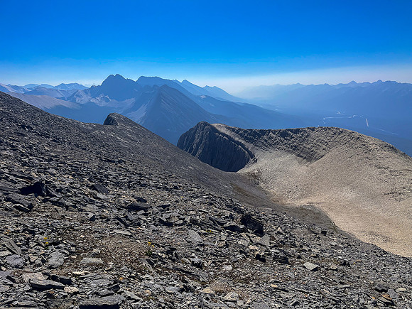 Descending the upper SW face of Mount Wardle.