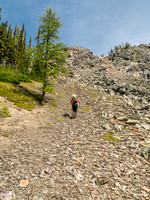 Easy hiking up to The Ramparts beside the rubble field just in treeline.