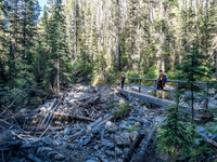 Crossing Healy Creek on a bridge.