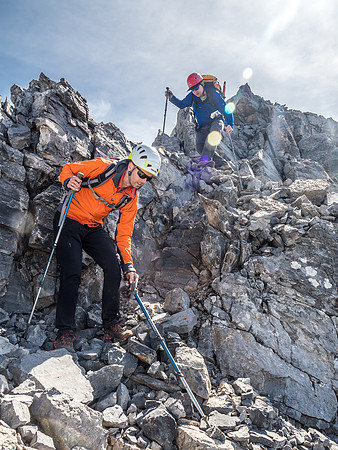 Careful descent of the north ridge.