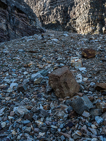 Finally bottomed out and ascending towards the gully.