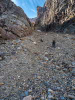 Starting up the manky gully. It's much steeper, looser and further than it appears here!