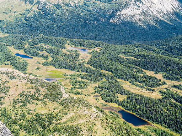 Lovely lakes and tarns that we approached through.