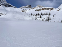 Skiing up moraines at the back of Chickadee Valley.
