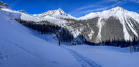 Skins back on, traversing back up to the Boom Col. View looking back.