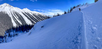 Skins back on, traversing back up to the Boom Col.