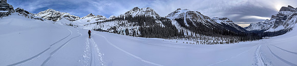 Skiing to the back of Chickadee Valley.