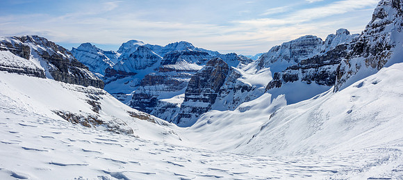 Views back down the SE valley from the Chimney Col.