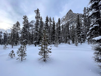 Following the skin track up Chickadee Valley.