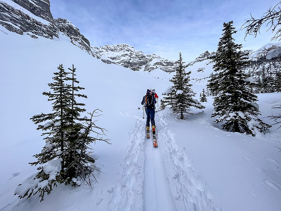 Skiing to the back of Chickadee Valley.