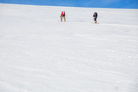 Skiing up the headwall to the Wapta above the Bow Hut.