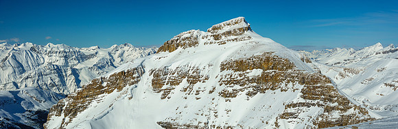 Mount Ayesha with the steep south access gully to the summit visible.