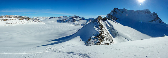 Incredible views over the NE ascent slope to the north face of Mount Collie.