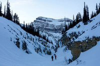 Skiing the canyon under Vulture Peak.