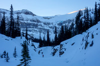 Skiing the canyon under Vulture Peak.