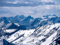 Looking towards the Malign Lake area to the north including Replica, Charlton / Unwin, Mary Vaux and Brazeau (L to R).