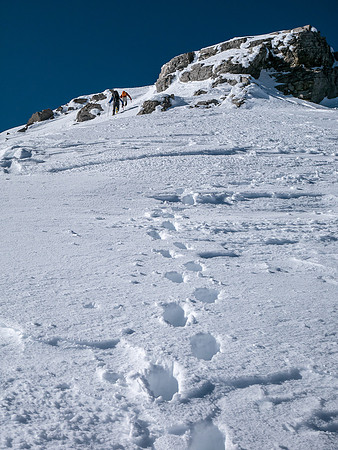 Ben and Steven just about to break through to the summit.