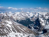 Looking past Tuft Peak (L) and over Pinto Lake towards Mount Cline.