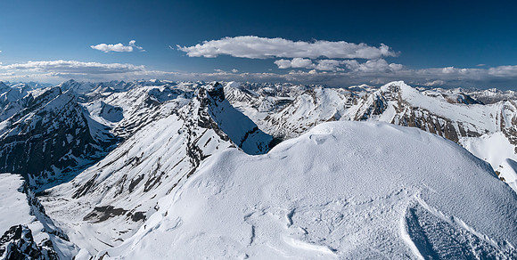 Looking north off the summit over the White Goat Wilderness towards Cirrus N3 just left of center, NW5 at far left with a double summit