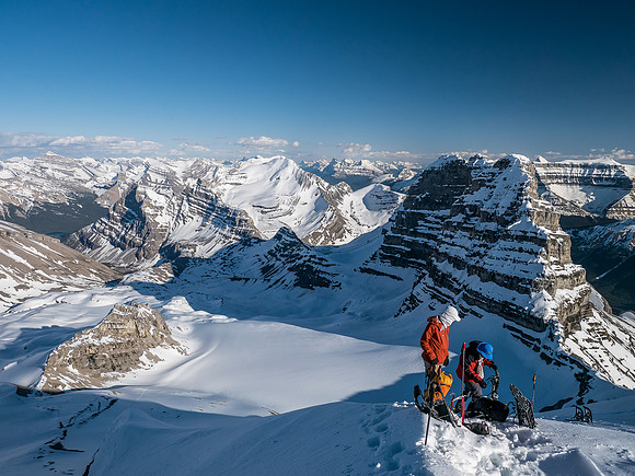 Back at the snowshoes and ready to descend off the south ridge to the glacier.