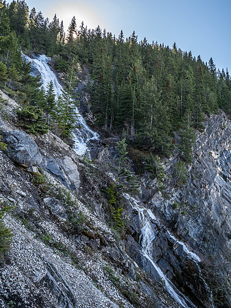 Steep waterfalls in the access gully that you have to avoid on climber's left.