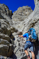 Eric starts up the couloir on nice rock steps.
