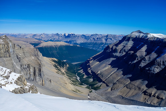 Looking into the Amery Creek valley from the traverse to Monchy. Mount Amery on the right.