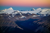 Just before sunrise - a view off the summit ridge towards the Columbia Icefields.