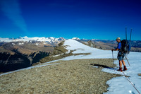 Eric starts the traverse to Monchy from the summit of Hooge Peak.