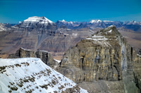 Mount Saskatchewan on the left and Willerval in the foreground with it's newly bared east face!