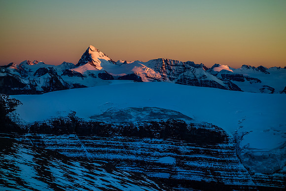 Mount Forbes catches the last remaining rays of sunshine.