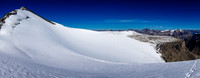 Finally back at the Amery col - our bivy is across this small glacier on the far shoulder.