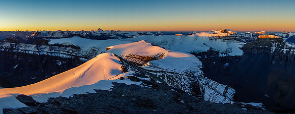 Looking over the Monchy Icefield to Forbes and the Lyells.