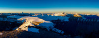Looking across the Monchy Icefield at Mount Forbes and the Lyells. Our entire traverse is visible, ending just before Willerval on the right.