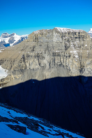 We watched in amazement as a large part of the east face of Willerval collapsed into the Amery Creek valley below!