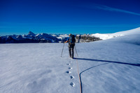 We had to be a bit cautious for crevasses with the fresh snowfall on the glacier but generally we could see where they were